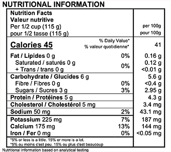 Astro Plain 0% Yogurt Nutrition Label